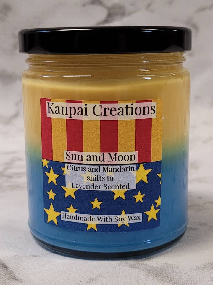 Vela de juego de dos capas que cambia el aroma del sol y la luna para venta al por mayor de Kanpai Creations
