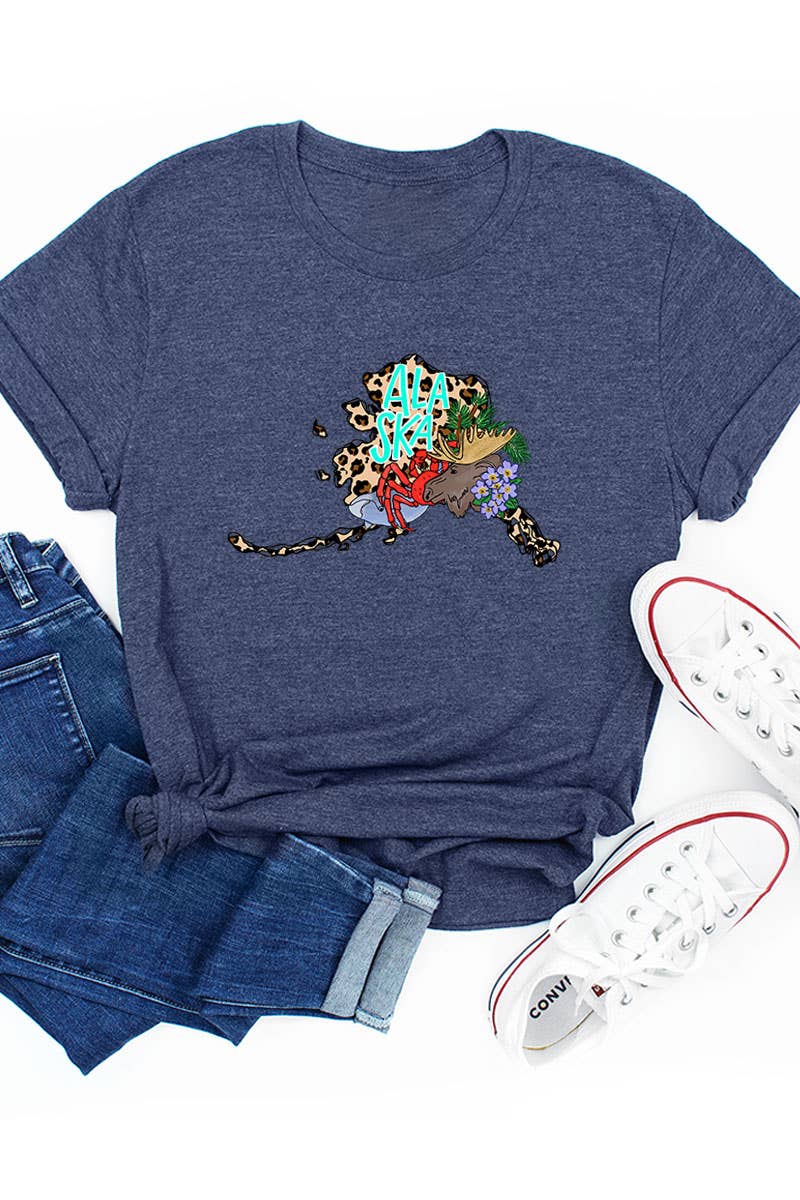 COLORBEAR – wholesale T-shirt med logga - Dam – Alaska STAT HANDRITAD GRAFISK T-SHIRT7