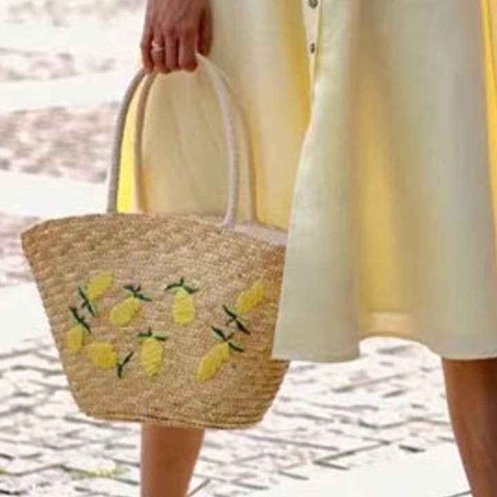 Beige WOMEN EMBROIDERED BEACH WOVEN BAG_CWAB1877 for wholesale on Faire