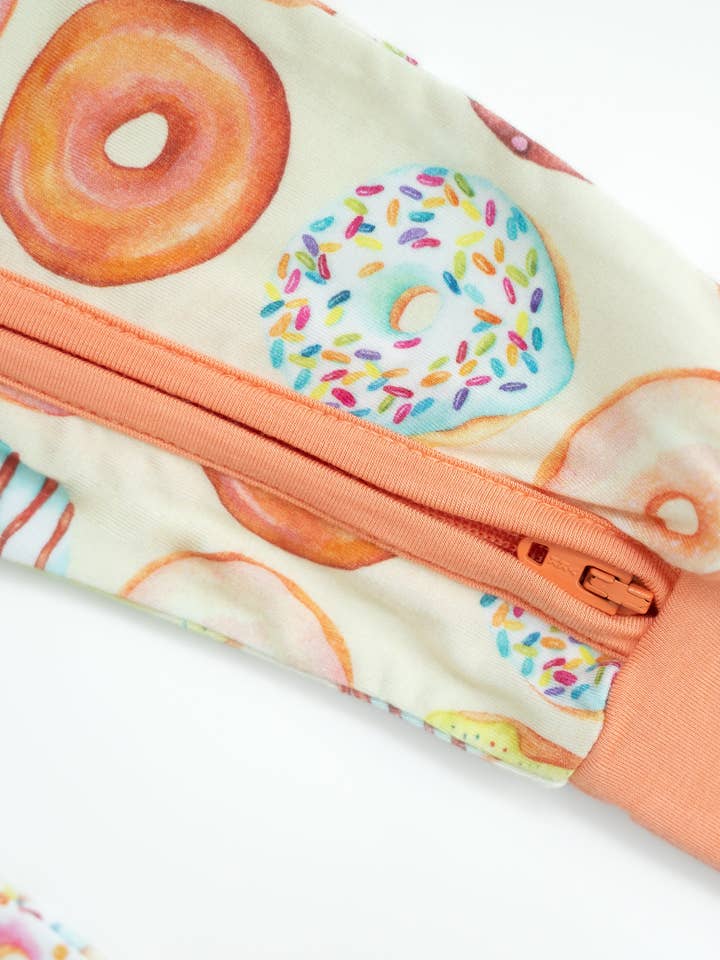 HUGGA BABIES - Wholesale Sleepsuit - Baby - Donut Mind If I Do Bamboo Zipper Lounger2