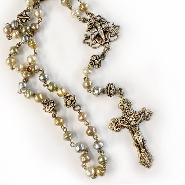 Sweet Romance Jewelry - Wholesale Prayer Beads Necklace - Pearls of Wisdom Holy Spirit Rosary N11543