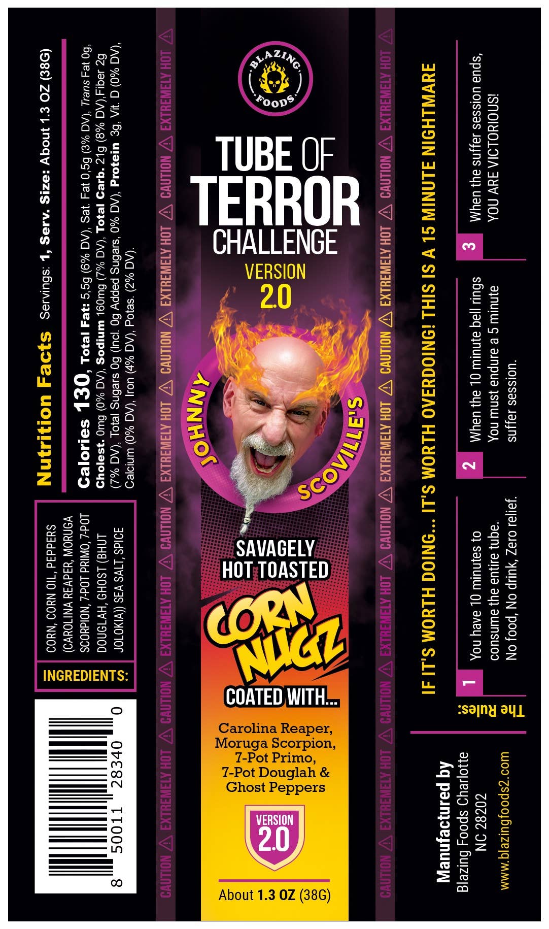BLAZING FOODS - Wholesale Hot Sauce - Tube of Terror Version 2.01