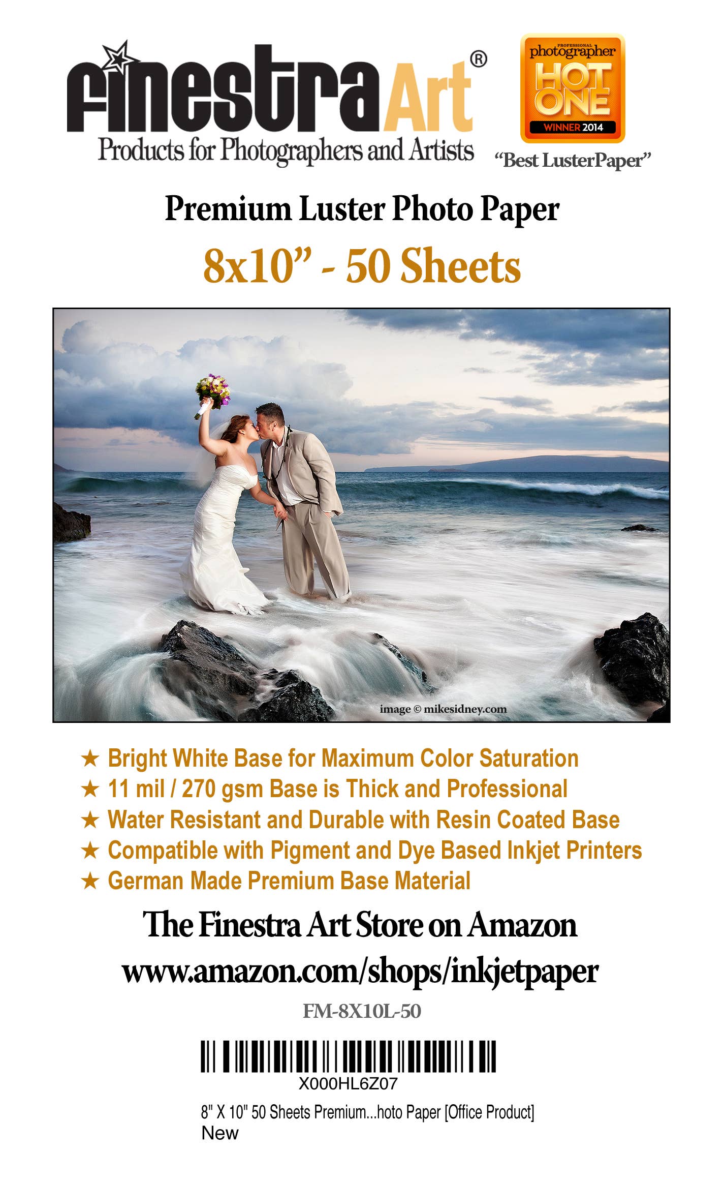 FinestraArt - Wholesale Craft Supplies - 8" X 10" Premium Luster Inkjet Photo Paper- 50 Sheets 0