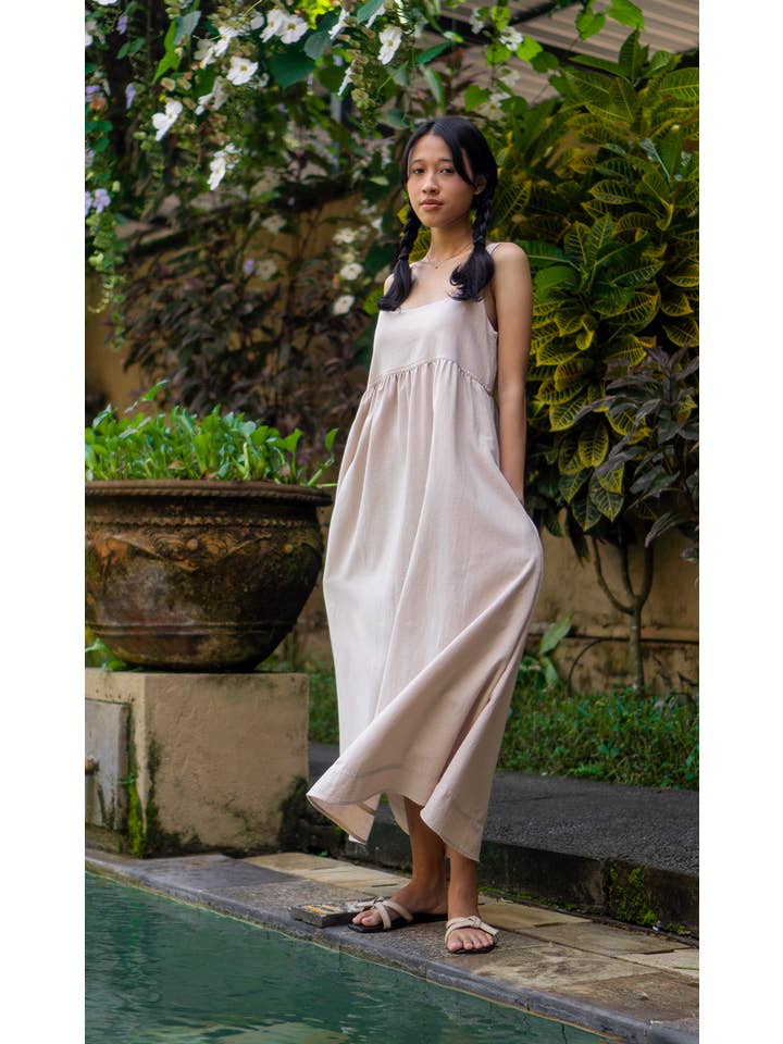 Balizen Direct from Bali - Wholesale Dress - Women's - Romantic Dress Cotton Linen | Natural