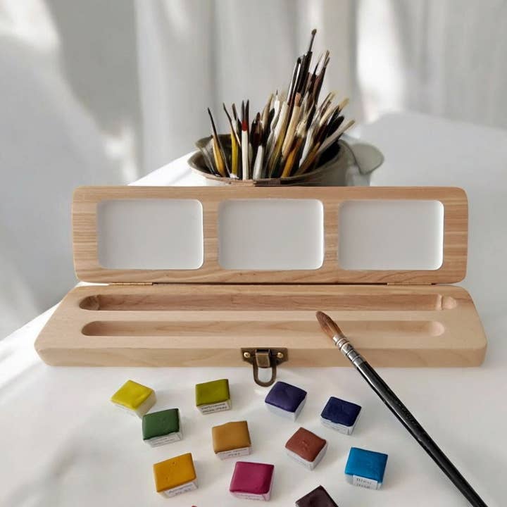 Aquarelle de Provence - Wholesale Watercolor Paint - Eco-friendly Wooden Watercolor Box, empty3