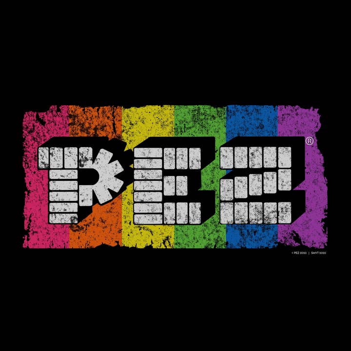 PEZ® 80s Neon Rainbow Tee for wholesale by www.sweetvintagetees.com