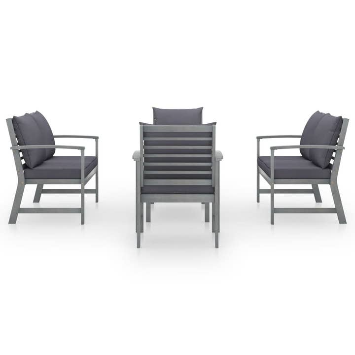 Grey 5 Piece Garden Lounge Set with Cushion Solid Acacia Wood Gray for wholesale on Faire1