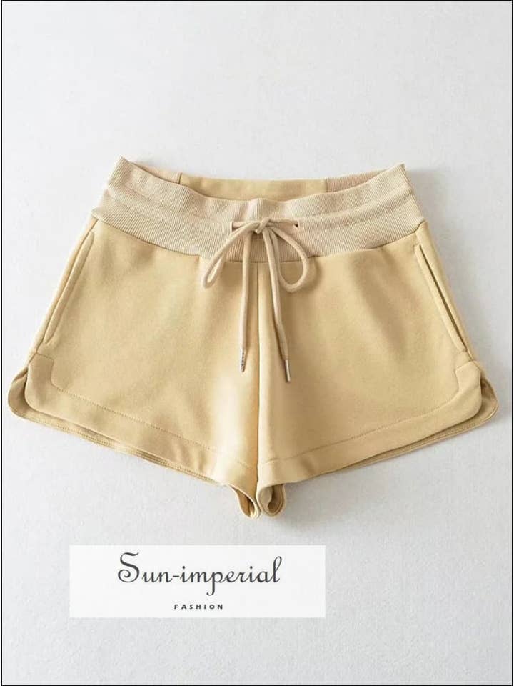 Sun Imperial - Wholesale Athletic Shorts - Women's - Women Cotton Sweat Runner Shorts With Curved Hem Detail6