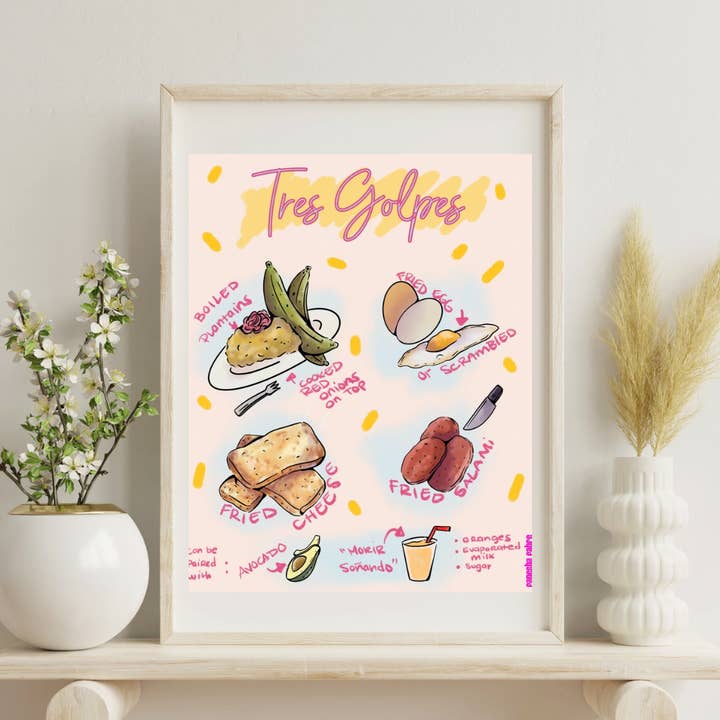 Stampa Artistica Ricetta Tres Golpes | Decorazione da Parete Colazione Dominicana per la vendita all'ingrosso da parte di Fanesha Fabre