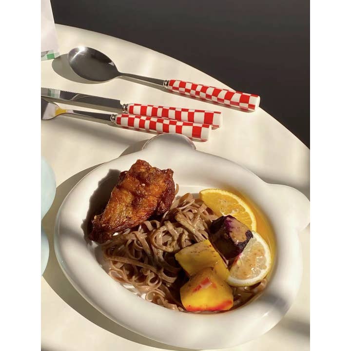 INSPECIAL HOME - Wholesale Flatware Set - Set Of 6 Pcs Modern Checkered Flatware Cutlery Silverware12