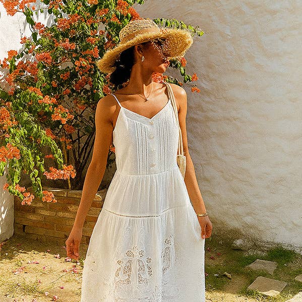D2506ZNY59100 - Bohemian Embroidered White Cotton Sundress and other Purchase Wholesale whitedresses. Free Returns & Net 60 Terms on Faire trending on Faire.