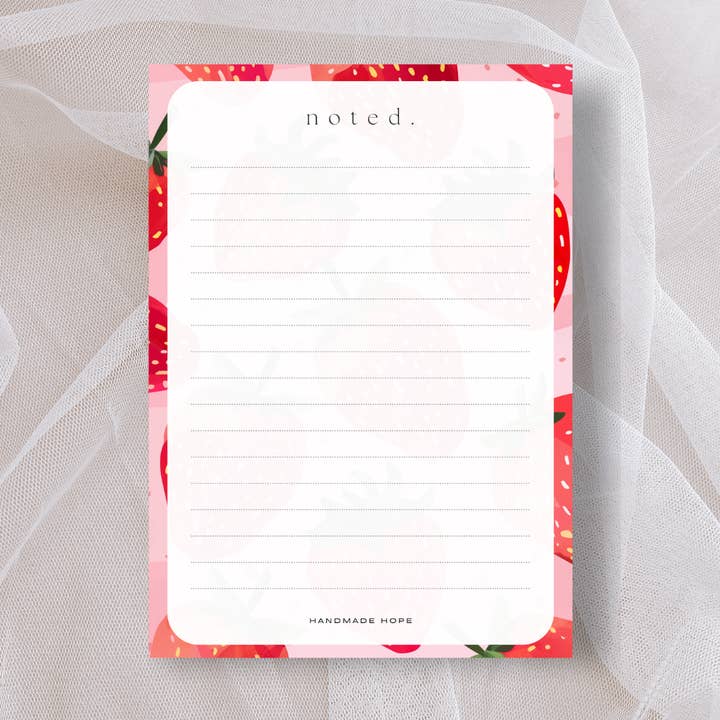 Bloc-notes simple Summer Strawberry - Choisissez parmi deux ! pour la vente par Handmade Hope