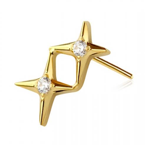 IMPLANT GRADE TITANIUM THREADLESS PUSH IN CZ CENTER DOUBLE N for wholesale by CRAVE BODY JEWELRY