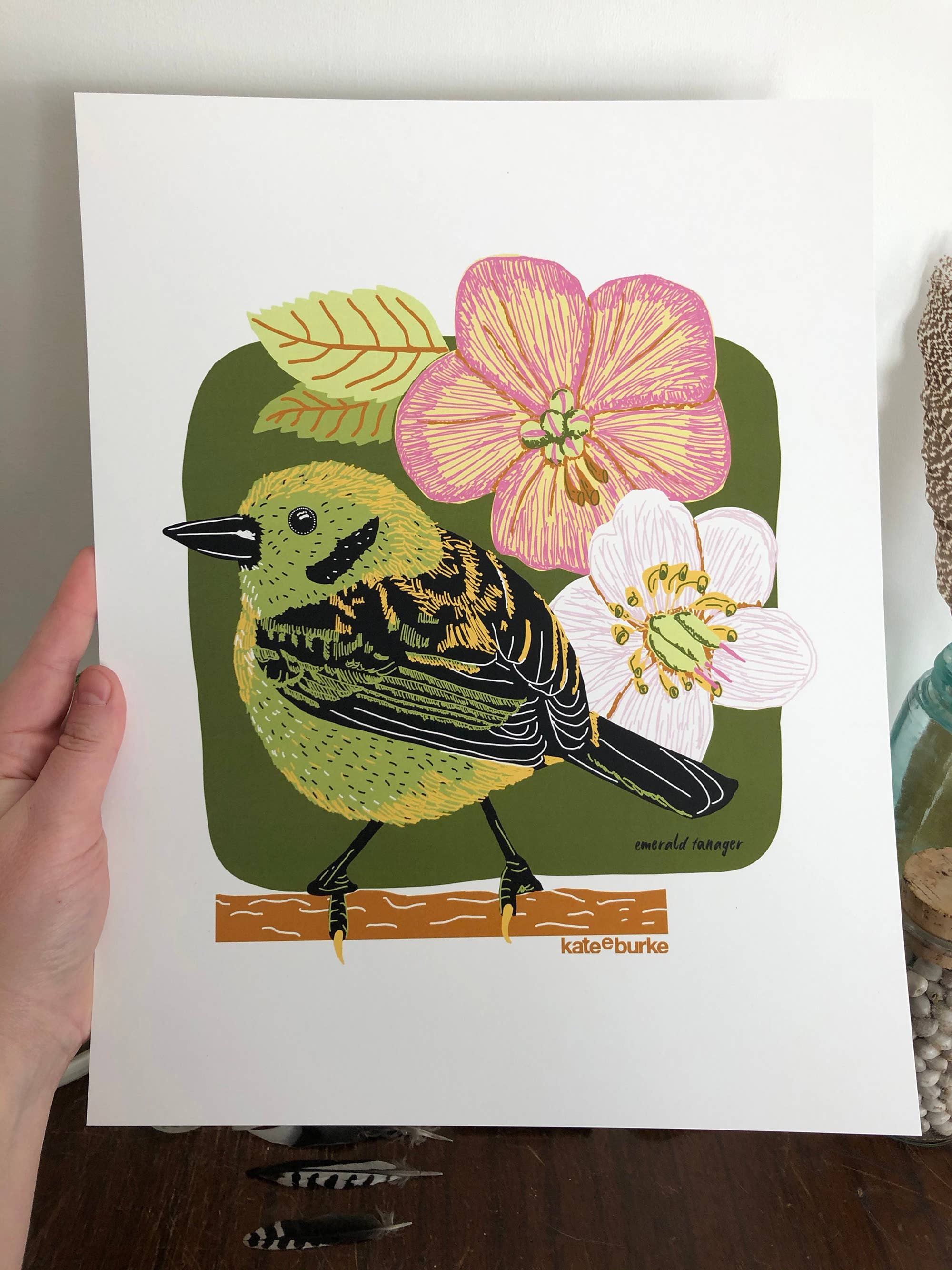 Kate E. Burke - Wholesale Art Print - Bird Series: Emerald Tanager 11x14 Digital Print1