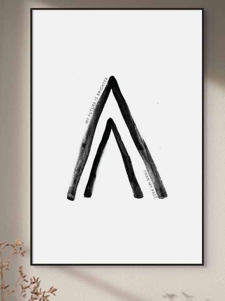 BRIGHT FUTURE Positive Affirmation Art Print with Mountain Symbol for wholesale by Ruju