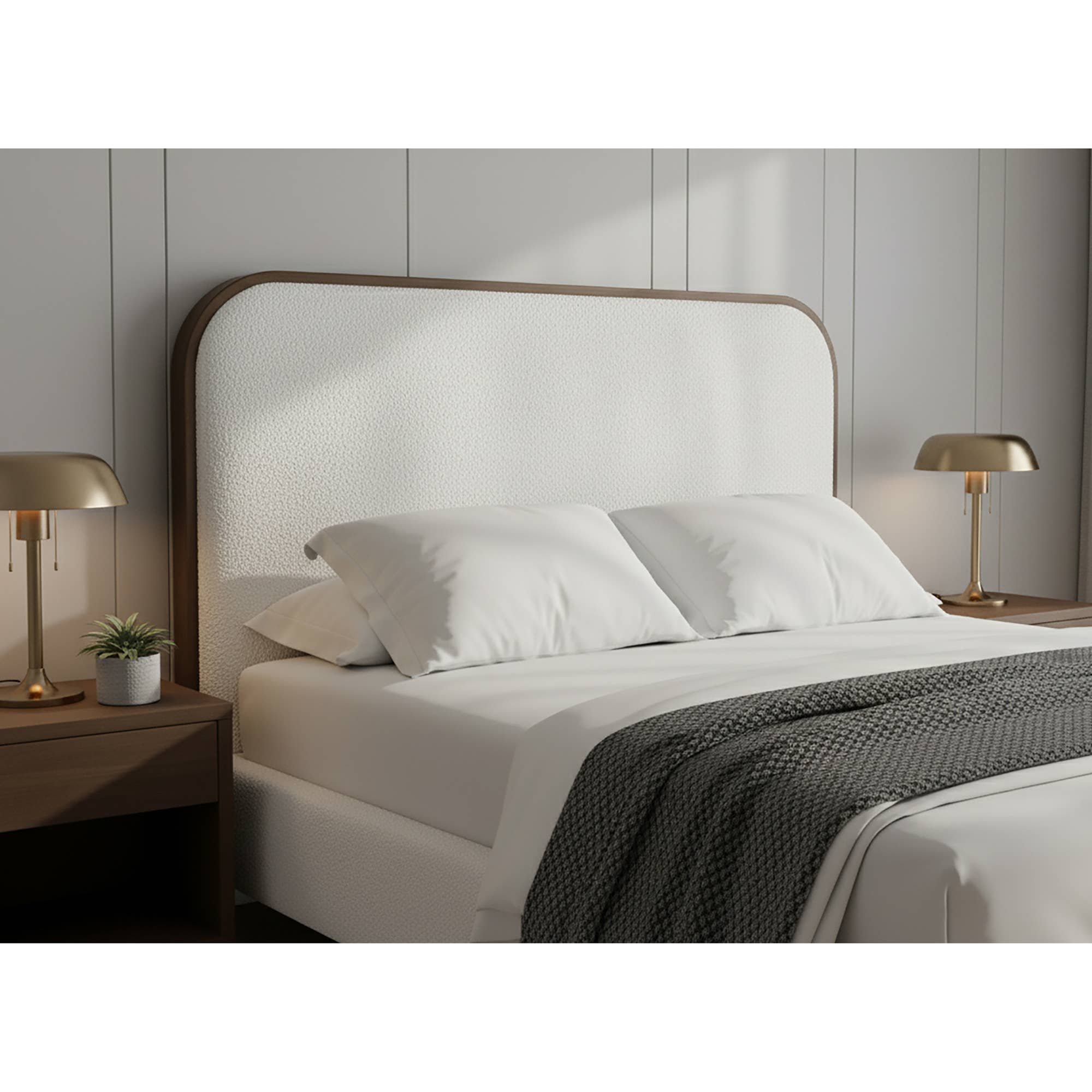 Glamour Home - Wholesale Bed - Brenda Fabric Upholstered Queen Bed with Wood Trim Accent6