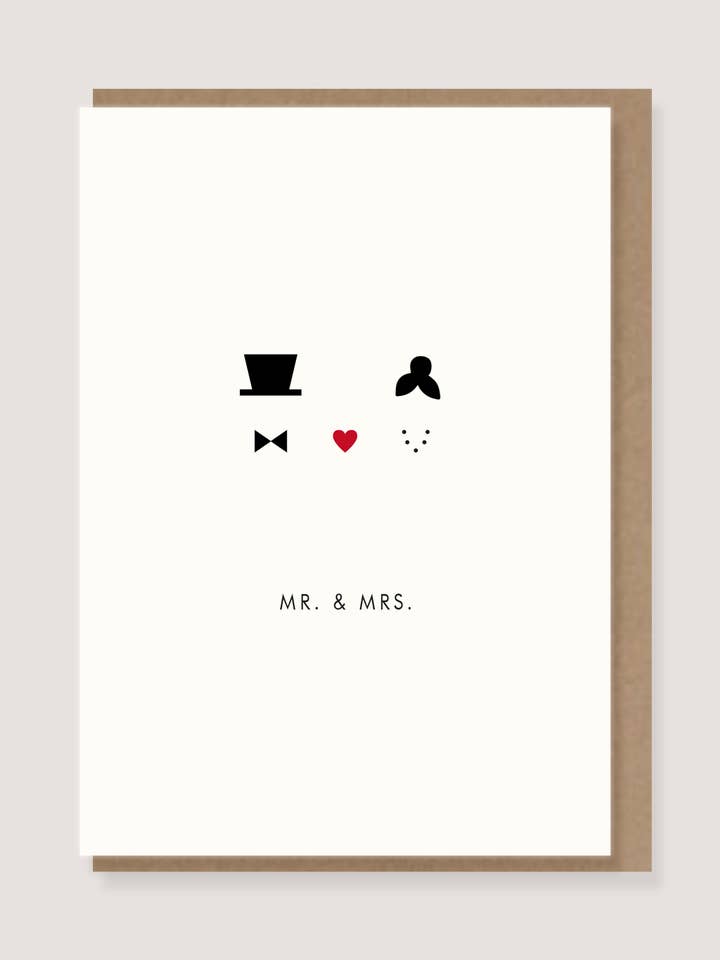 Greeting card with envelope - “Heart - Mr. & Mrs.” for wholesale by LØTTEBOM