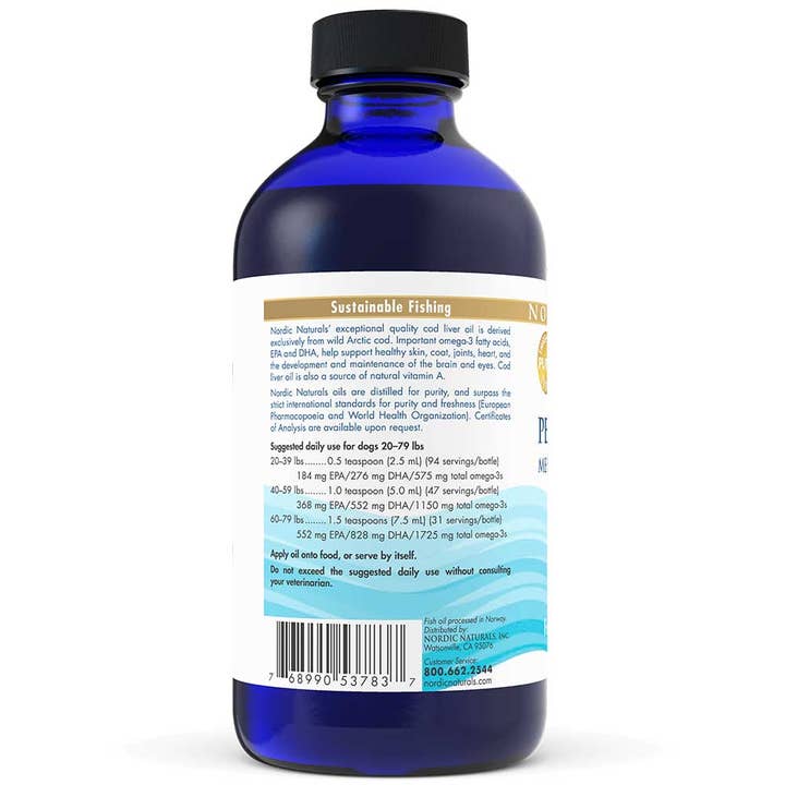 Nordic Naturals - Wholesale Pet Supplement - Dog - Pet Cod Liver Oil Supplement - Unflavored • 8 Oz.