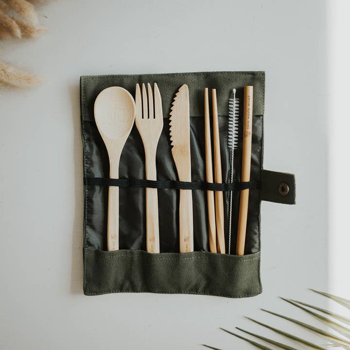 Zero Waste MVMT - Wholesale Assorted Cutlery Set - Travel Bamboo Cutlery Set | Eco-Friendly Utensils with Pouch1