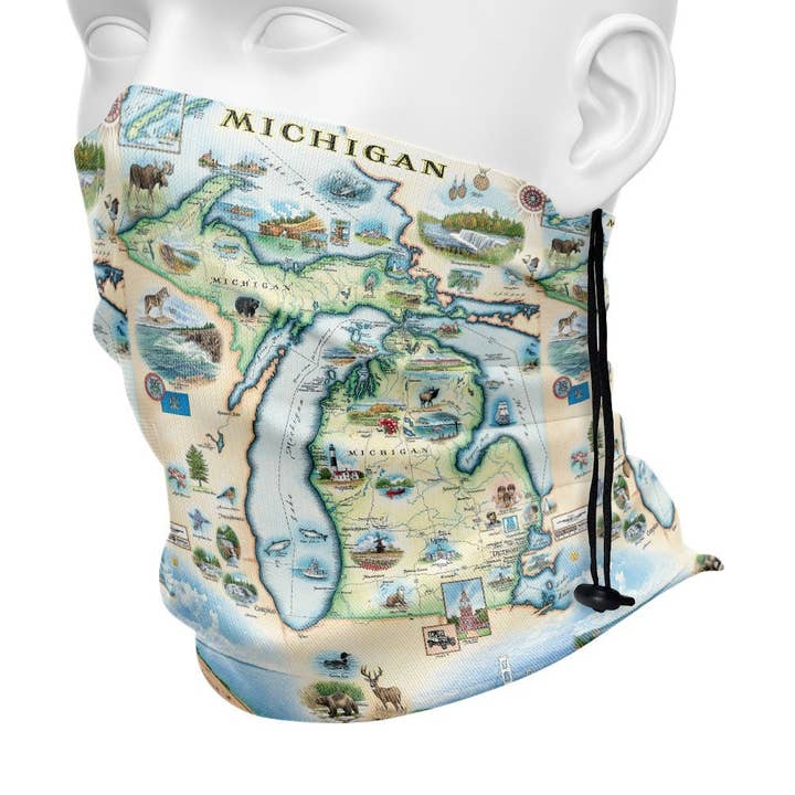 Michigan State Map Neck Gaiters for wholesale by XPLORER MAPS
