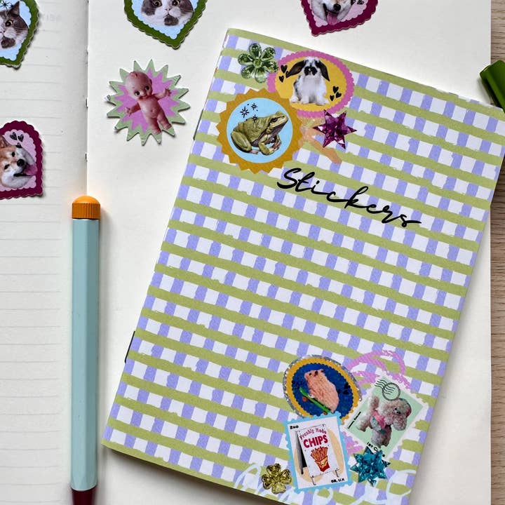 Shellflower - Wholesale Notebook - A6 Gingham Sticker Keeper Book3
