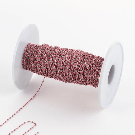 Rosary chain - rose quartz - 1 meter - silver for wholesale by Buganto