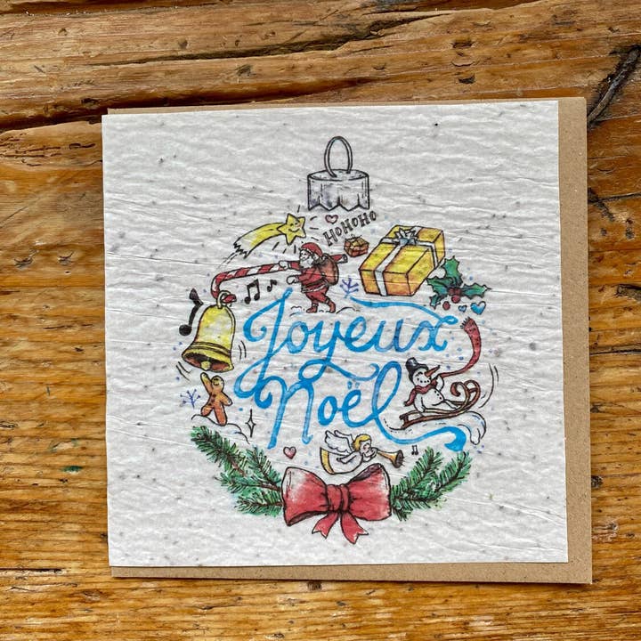 “Merry Christmas” seeded planting card for wholesale by Les cartes de Lulu