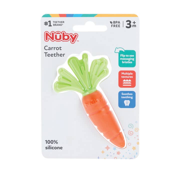 Nuby - Vente Anneau de dentition sans clip – bébé - Anneau de dentition carotte en silicone