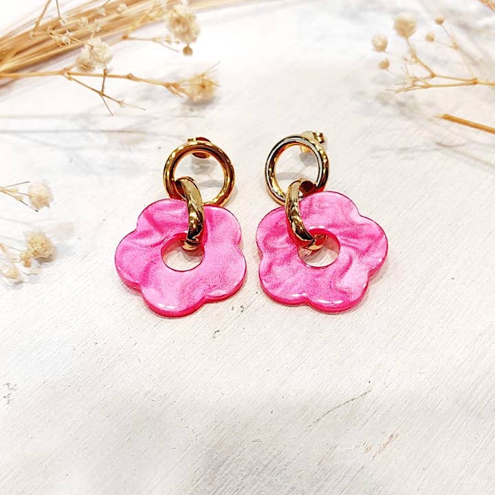 LOLO & YAYA - Wholesale Band/Stacked Ring - Candida acrylic flower earrings4