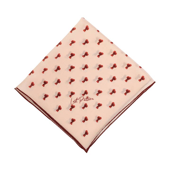 Pale Pink "Twin Hearts" Silk Crepe Bandana for wholesale on Faire8