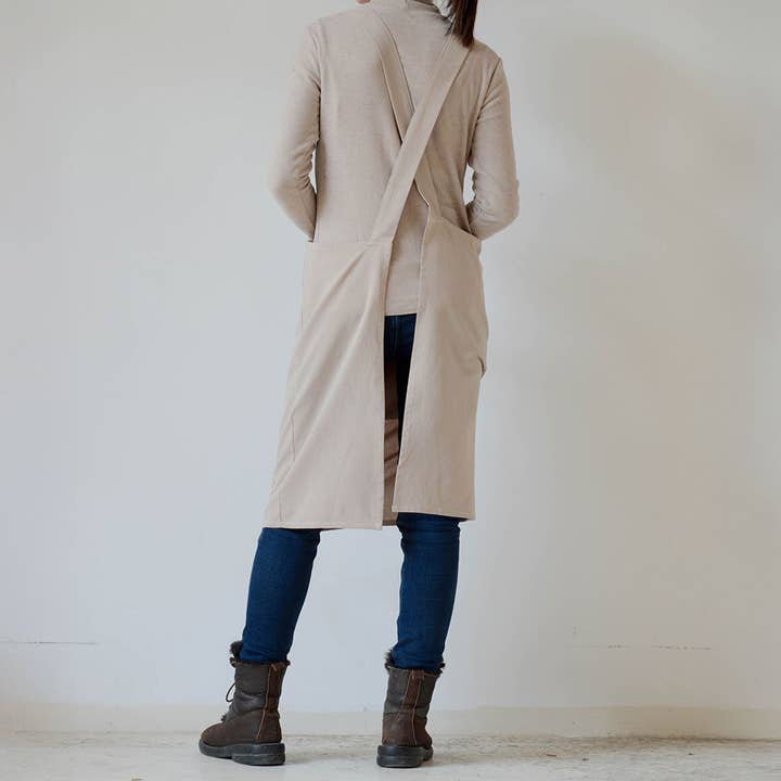 ACCITY - Wholesale Apron - Simple gardening cotton linen with pockets vintage_CWMM33013