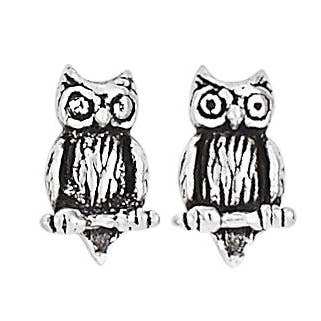 What a Hoot Sterling Silver Owl Studs for wholesale by Tiger Mountain Jewelry