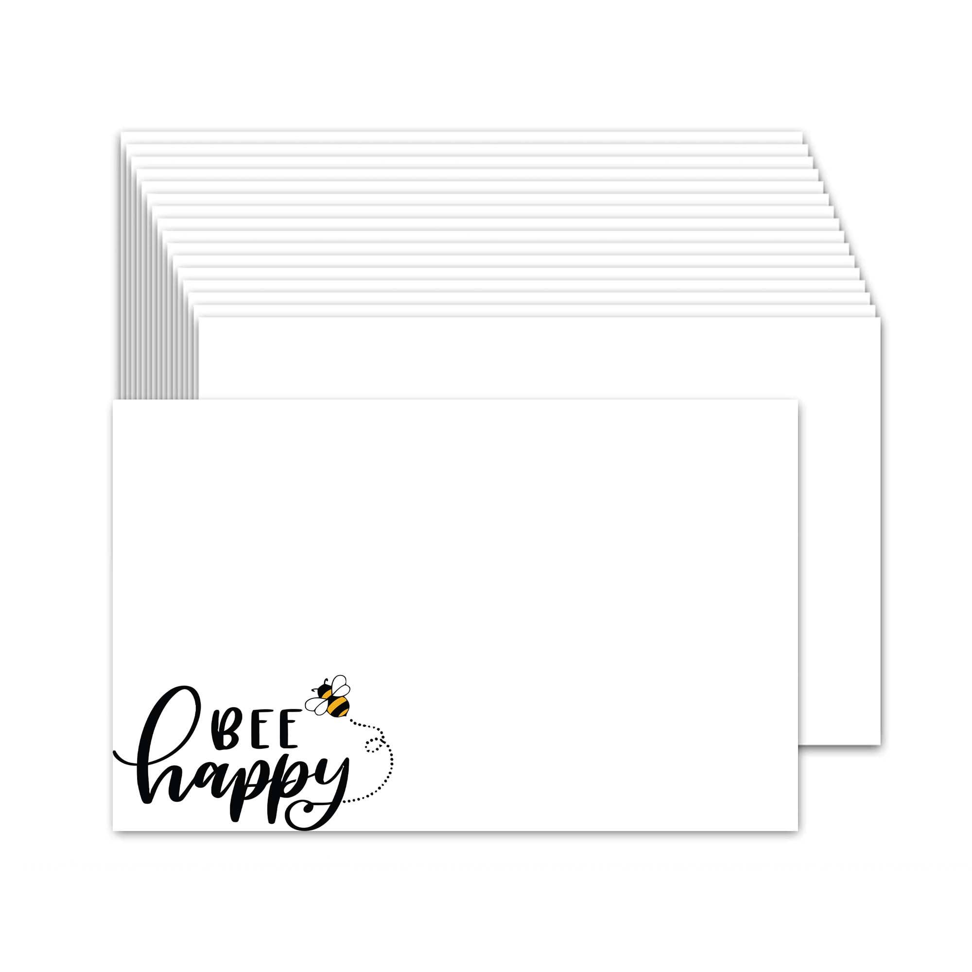 Aria Rae - Wholesale Stationery/Notecard Set - Bee Happy Little Notecards - Set of 25 - Flat Cards0