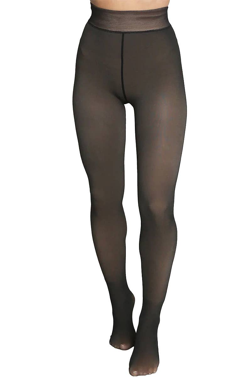 Cap Zone - Wholesale Tights - Women's - Women's Fake Sheer Fleece Lined Pantyhose Tights1