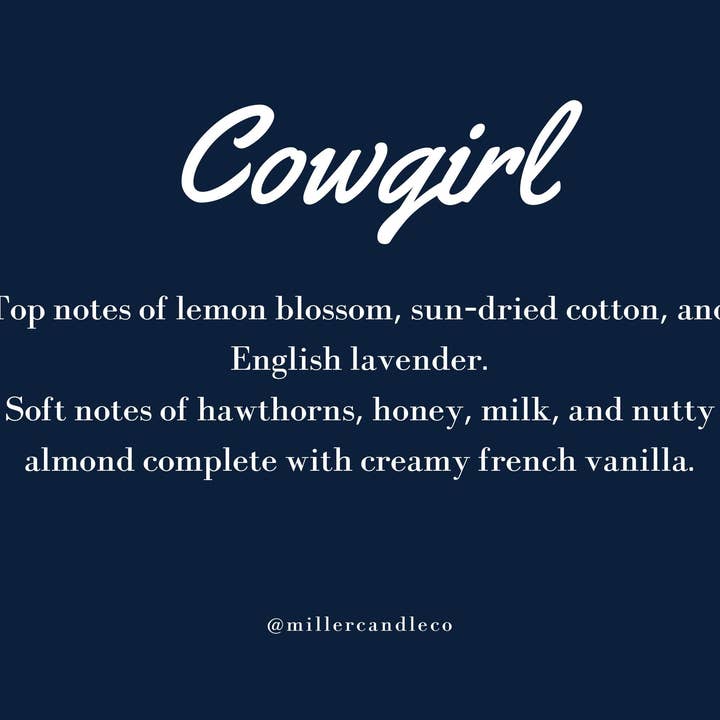 Miller Candle Co. - Venta al por mayor Ceras perfumadas - La cera Cowgirl Western se derrite