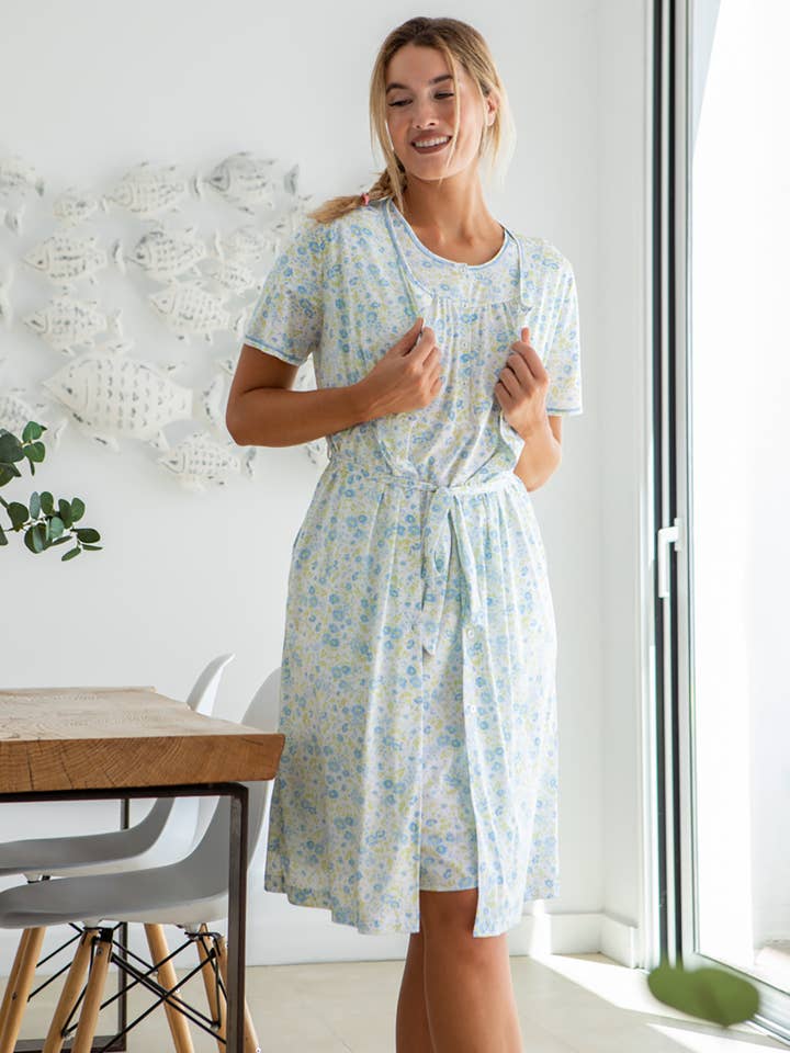 Kortærmet slå-om kjole med bælte for engroshandel hos Mitjans