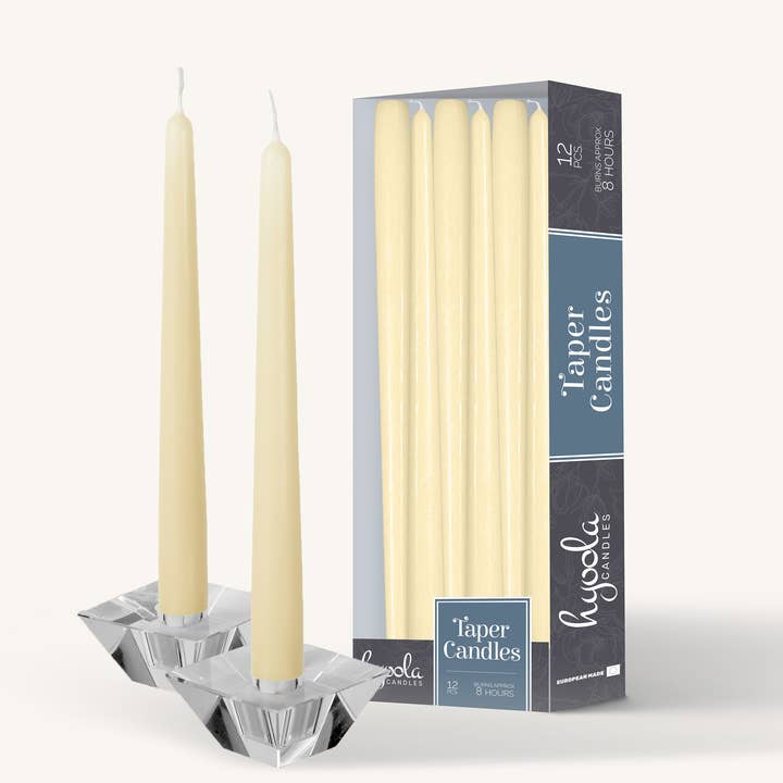 Candele coniche bianche in lana, 25,4 cm, confezione da 12 per la vendita all'ingrosso da parte di Hyoola Candles