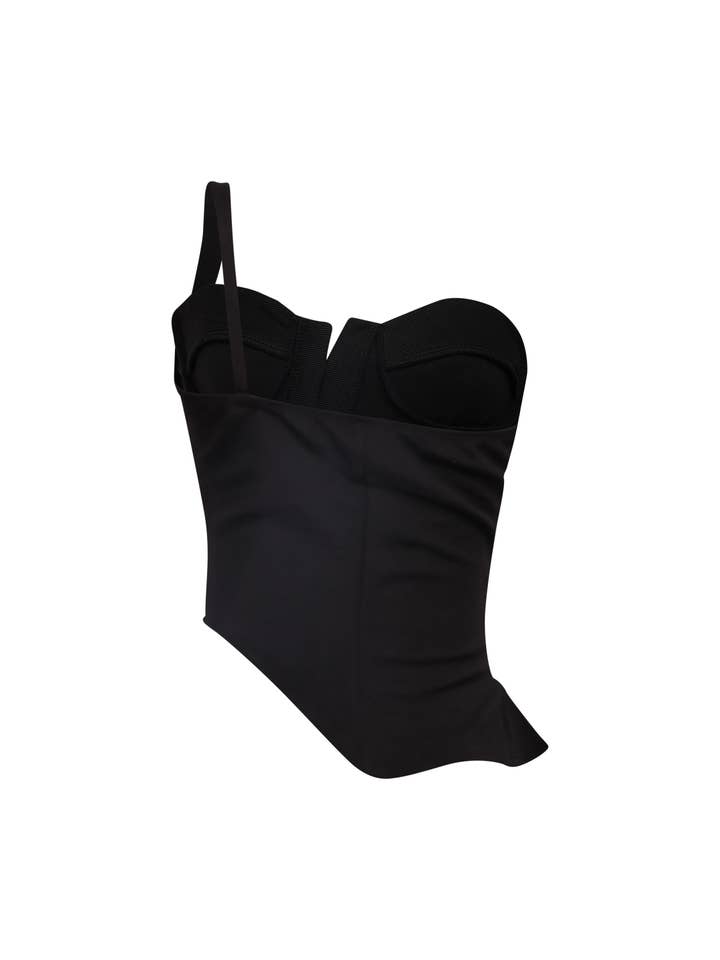 BLACK One shoulder strap asymmetrical tank top for wholesale on Faire2