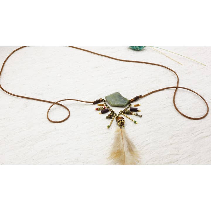 Verna Artisan Works – wholesale Pendant/charm necklace – Boho Long Varisite Stone Necklace2