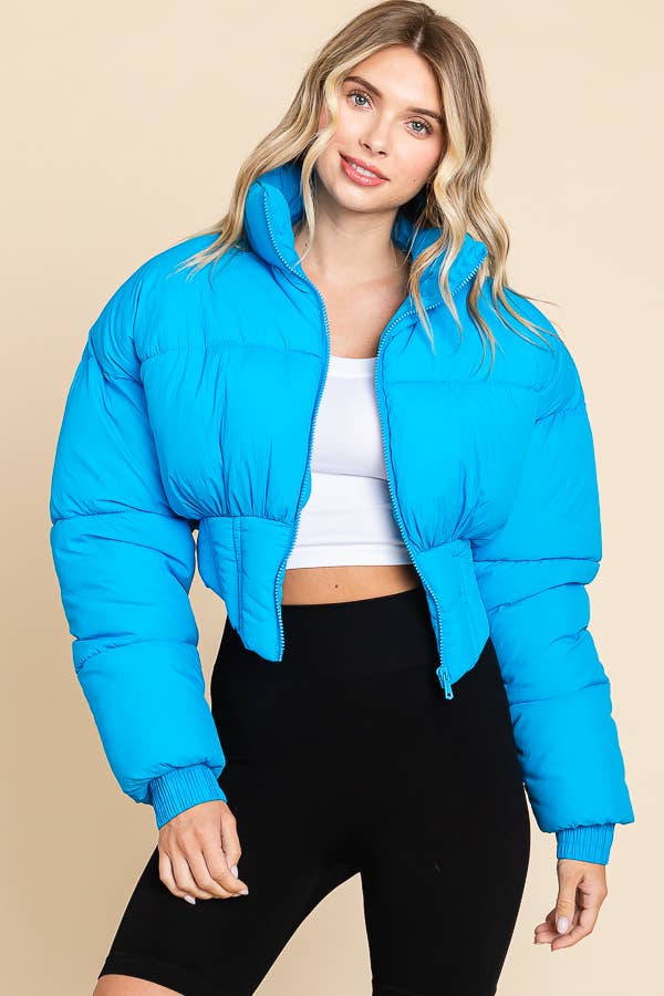 ANWND - Wholesale Puffer Jacket - Women's - 2456-HIGH NECKLINE FRONT ZIPPER CORSET PUFFER JACKET0