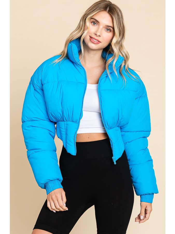ANWND - Wholesale Puffer Jacket - Women's - 2456-HIGH NECKLINE FRONT ZIPPER CORSET PUFFER JACKET