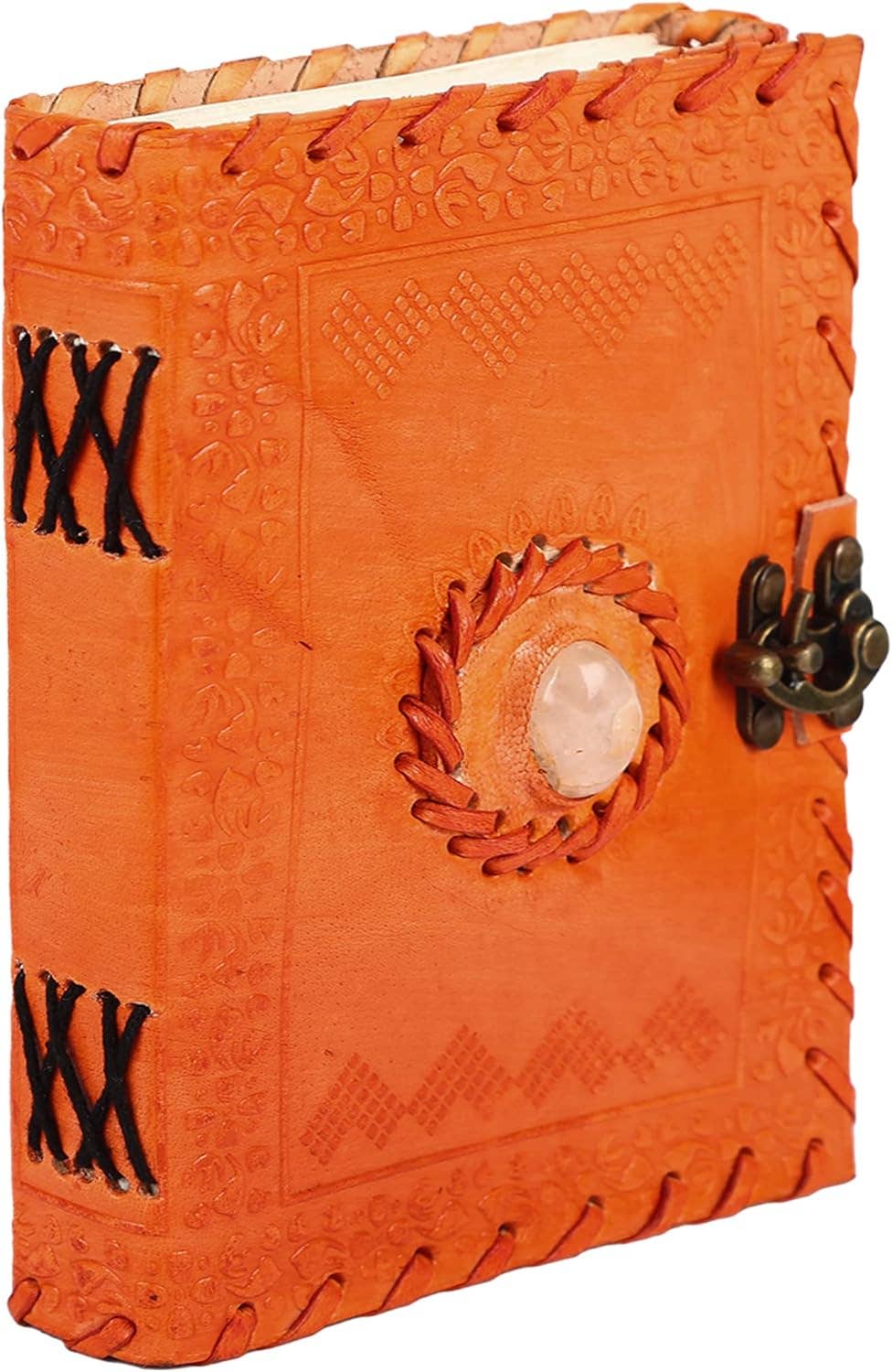 Tuzech Leather - Wholesale Journal/Diary - TUZECH Handmade Office Home Daily Use, Poem Writing Beautiful Pure Leather Luck Stone Bound Journal/Diary with C-Lock for Men and Women 8 Inches33