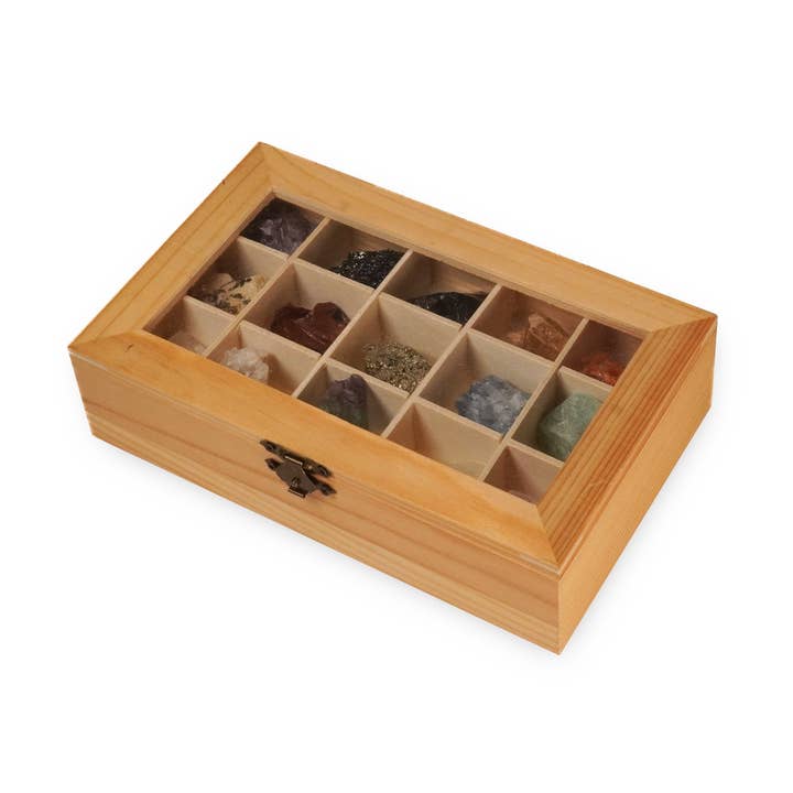 Wooden Box with Minerals for wholesale by Sugarboo & Co