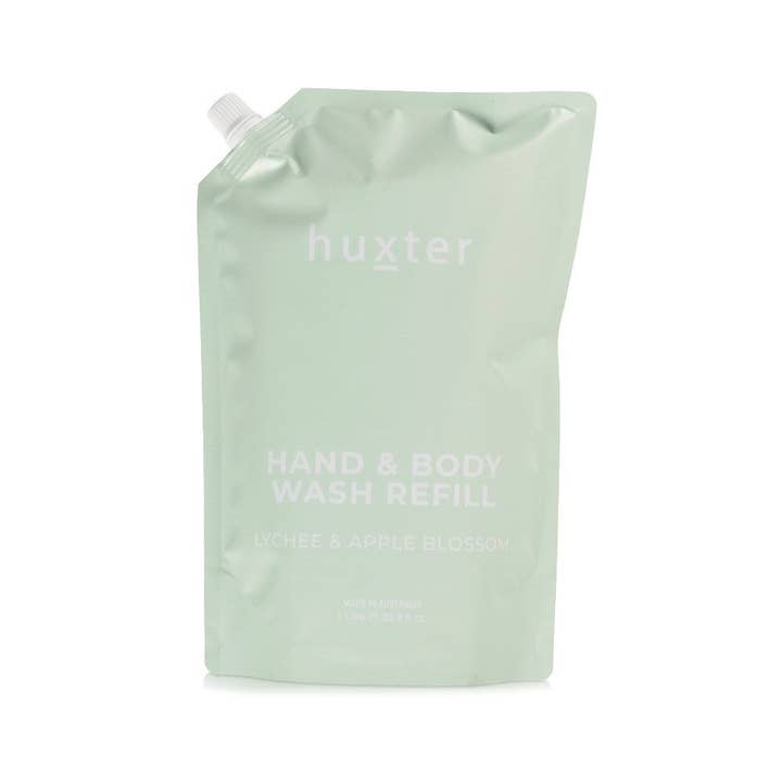 1Ltr Hand & Body Wash Refill Pouches - Lychee & Apple Blossom (Green) for wholesale by Huxter