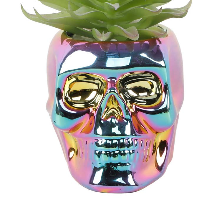Mini Iridescent Skull Succulent Planter for wholesale by Flora Bunda Inc