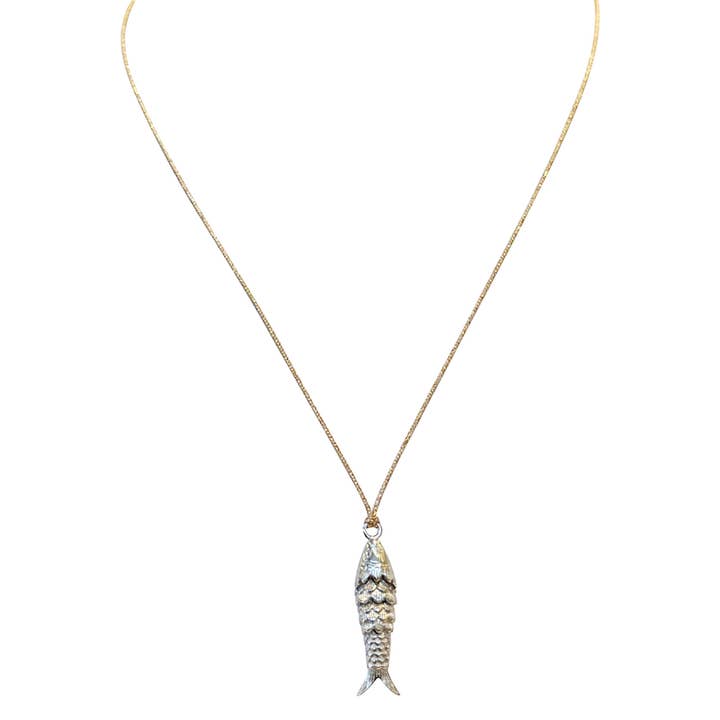 Sophie Deschamps Bijoux - Wholesale Pendant/Charm Necklace - SARDINA NECKLACE, gold and silver plated fish (CAT74)6