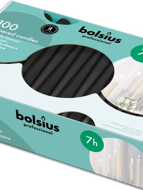 Horeca Gotische Kaars 240/23 Doos 100 Zwart voor wholesale door Sfeerpunt