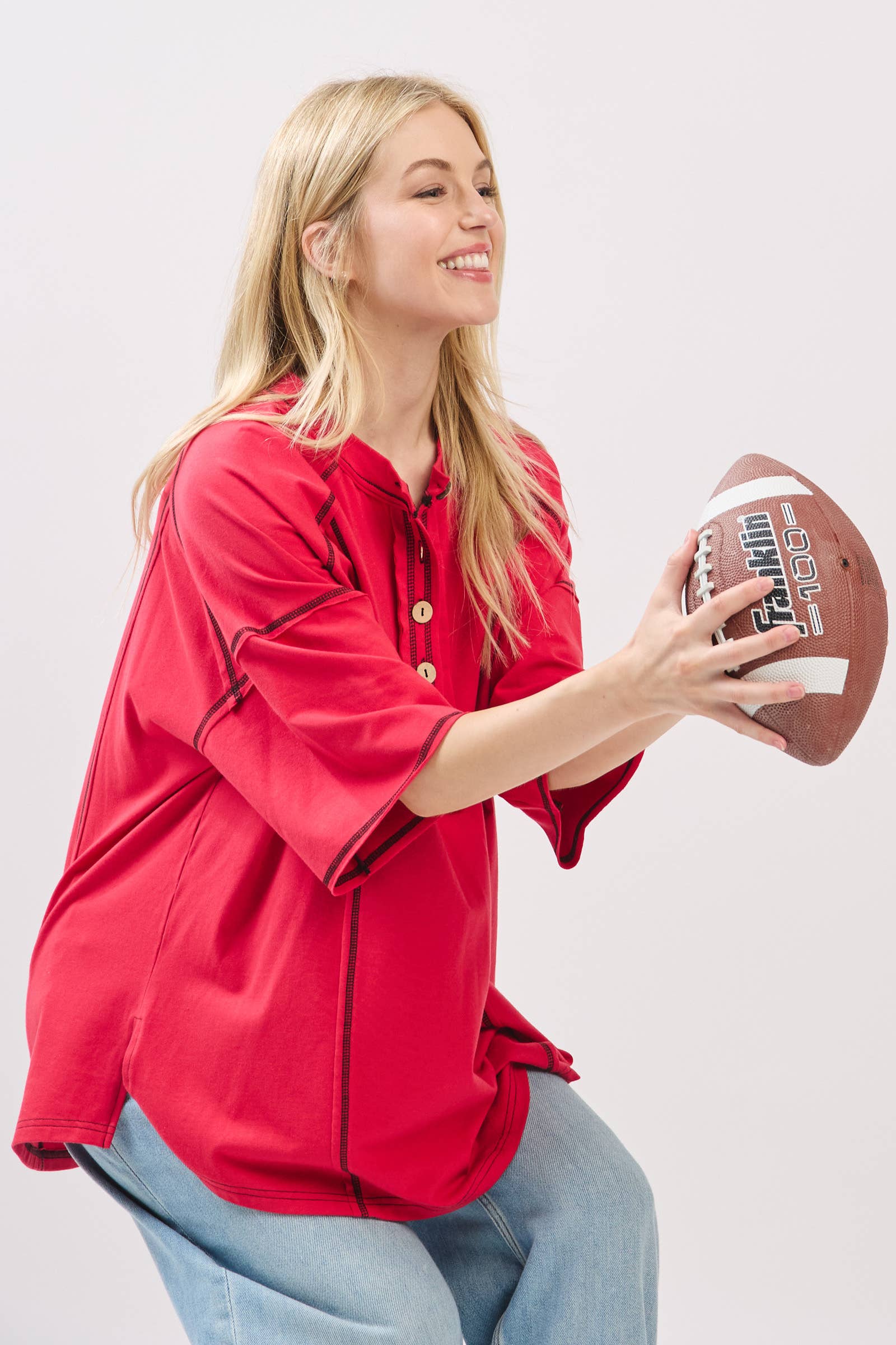 Sewn and Seen – Túnica - Mulher por atacado – Henley Relaxado com Botões3