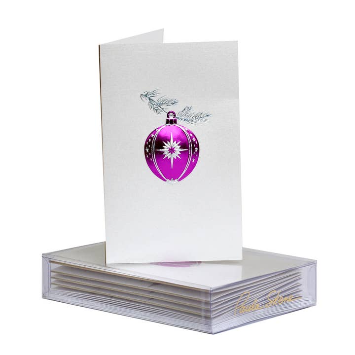 Mini-carte de Noël violette sur satin orné d'étoiles pour la vente par PAULA SKENE DESIGNS