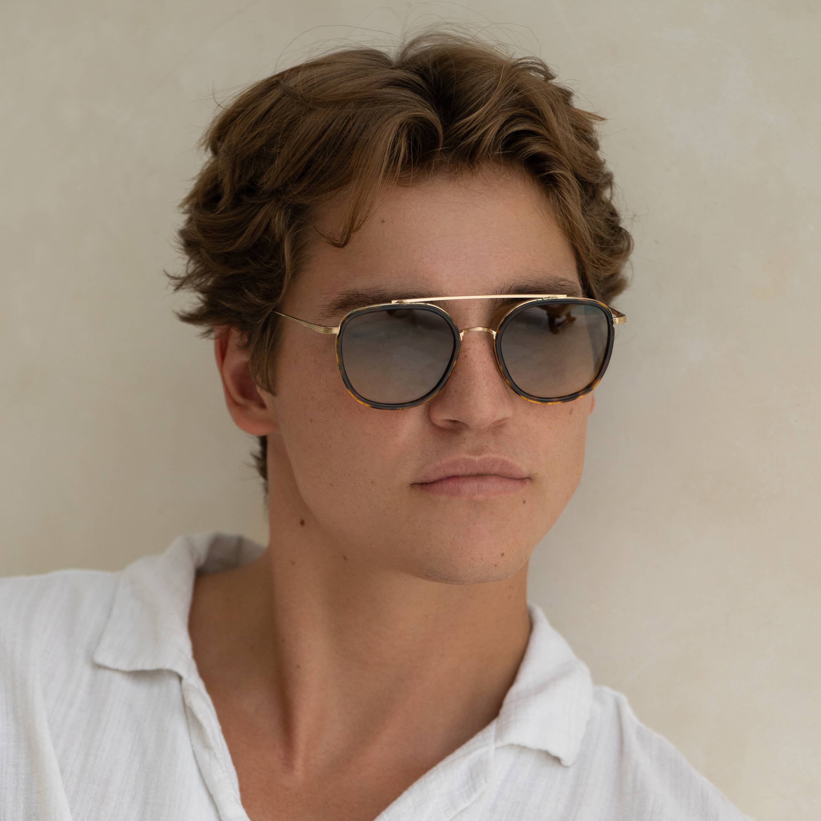 Skildpadde/Fade Green Weston Acetate Runde Solbriller til Mænd for engroshandel på Faire1